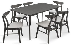Intrahome Tραπεζαρία Benson - Orlean Intrahome σετ 7τμχ rustic grey - ύφασμα γκρι 150x90x75εκ | SKU: INTRAPA-311111202