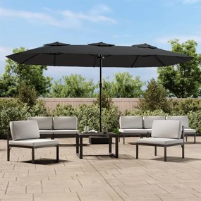 vidaXL Ομπρέλα με Διπλή Κορυφή Ανθρακί 449 x 265 εκ.