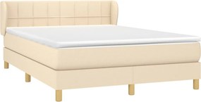 vidaXL Κρεβάτι Boxspring με Στρώμα Κρεμ 140x190 εκ. Υφασμάτινο