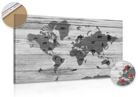 Εικόνα σε ασπρόμαυρο χάρτη από φελλό σε ξύλινο φόντο - 120x80  place