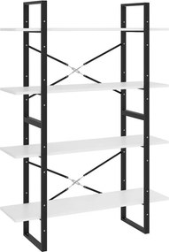 vidaXL Βιβλιοθήκη με 4 Ράφια Λευκή 100 x 30 x 140 εκ. από Επεξ. Ξύλο