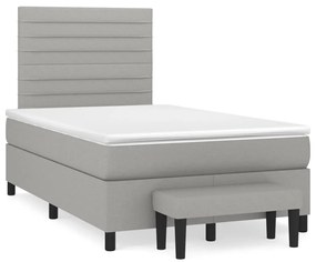 vidaXL Κρεβάτι Boxspring με Στρώμα Ανοιχτό Γκρι 120x190 εκ. Υφασμάτινο