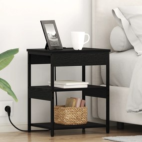 vidaXL Κομοδίνο Μαύρη δρυς 41 x 31 x 51 εκ. Επεξεργασμένο ξύλο