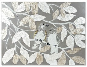 Καμβάς DKD Home Decor Μπεζ Γκρι Φύλλο φυτού 90 x 4 x 70 cm