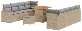 vidaXL Σετ Καναπέ Κήπου Ρυθμιζόμενο ύψος 11 pcs Μπεζ συνθετικό ρατάν
