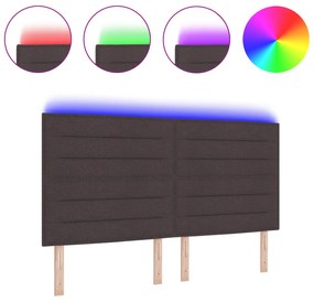 vidaXL LED Κεφαλάρι Σχεδίαση Γραμμών Σκούρο Καφέ 90 εκ Ύφασμα
