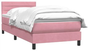 vidaXL Box Spring κρεβάτι με στρώμα ροζ 100x220 cm Βελούδινο
