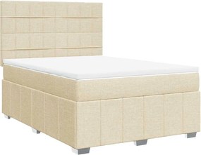 vidaXL Κρεβάτι Boxspring με Στρώμα Κρεμ 140x190 εκ. Υφασμάτινο