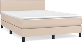 vidaXL Κρεβάτι Boxspring με Στρώμα Καπουτσίνο 140x190εκ.από Συνθ.Δέρμα