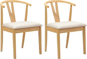 vidaXL Καρέκλα τραπεζαρίας 2 pcs Φυσικό και Ανοιχτό