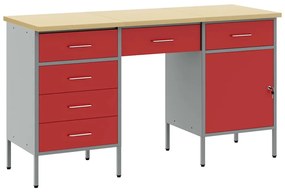 vidaXL Ντουλάπα Εργασίας με συρτάρι 3 pcs Κόκκινο 150 x 55 x 85 εκ