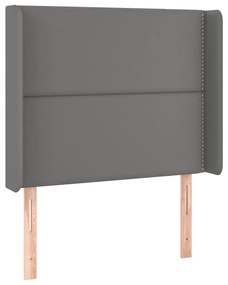 Κεφαλάρι με ΠτερύγιαΓκρι 93x16x118/128 εκ. Συνθετικό Δέρμα 3119522
