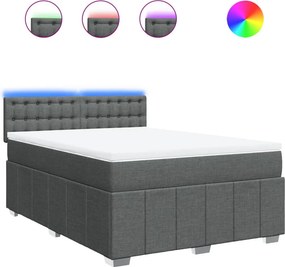vidaXL Κρεβάτι Boxspring με Στρώμα Σκούρο Γκρι 140x190 εκ. Υφασμάτινο