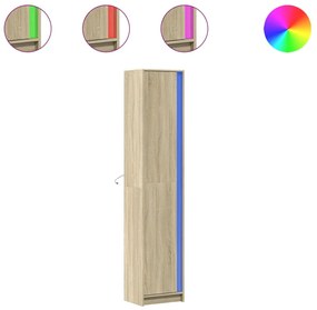 vidaXL Ντουλάπι με LED Δρυς 41,5x32,5x200 εκ. από Επεξεργασμένο Ξύλο