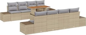vidaXL Σέτ φαγητού για κήπο με μαξιλάρι 9 pcs Μπεζ και Γκρι