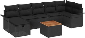 vidaXL Σετ Καναπέ Κήπου με μαξιλάρι 8 pcs Μαύρο Πολυ ράταν