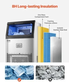 VEVOR Commercial Ice Maker Freestanding Cabinet Machine 90lbs/24H 50 Ice Cubes