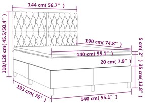 ΚΡΕΒΑΤΙ BOXSPRING ΜΕ ΣΤΡΩΜΑ &amp; LED ΣΚ. ΓΚΡΙ 140X190ΕΚ. ΒΕΛΟΥΔΙΝΟ 3136300