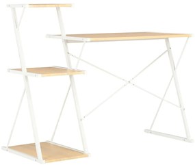 vidaXL Γραφείο με Ράφια Λευκό / Χρώμα Δρυός 116 x 50 x 93 εκ.