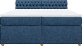 vidaXL Κρεβάτι Boxspring με Στρώμα Μπλε 200x200 εκ. Υφασμάτινο