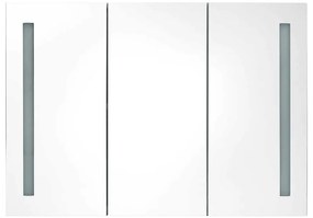 vidaXL Καθρέφτης Μπάνιου με Ντουλάπι &amp; LED Γυαλ. Λευκό 89x14x62 εκ.