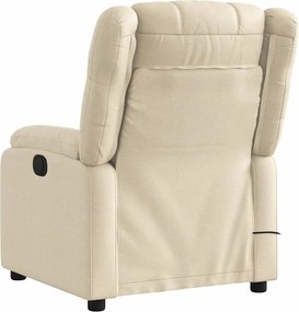 vidaXL Πολυθρόνα Μασάζ Ανακλινόμενη Κρεμ Υφασμάτινη