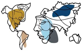 Διακοσμητικό Τοίχου Lie World (Σετ 2Τμχ) 279ENZ2611 55,5x89/79x70,5/20,5x16cm Multi Wallity Μέταλλο,Ξύλο