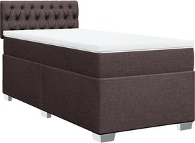 vidaXL Κρεβάτι Boxspring με Στρώμα Σκούρο Καφέ 90x190 εκ. Υφασμάτινο