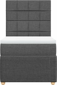 vidaXL Κρεβάτι Boxspring με Στρώμα Σκούρο Γκρι 90x190 εκ. Υφασμάτινο