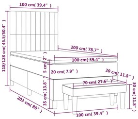 Κρεβάτι Boxspring με Στρώμα Κρεμ 100 x 200 εκ. Υφασμάτινο - Κρεμ