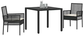vidaXL Σέτ φαγητού για κήπο 3 pcs Μαύρο συνθετικό ρατάν