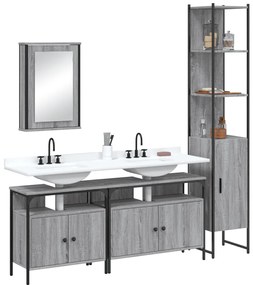 vidaXL Σετ Επίπλων Μπάνιου 4 Τεμαχίων Γκρι Sonoma Επεξεργασμένο Ξύλο