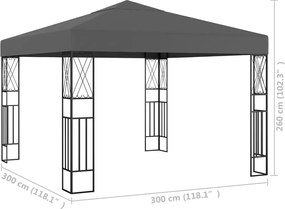 vidaXL Κιόσκι Ανθρακί 3 x 3 μ. Υφασμάτινο