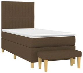 Κρεβάτι Boxspring με Στρώμα Σκούρο Καφέ 80x200 εκ. Υφασμάτινο - Καφέ