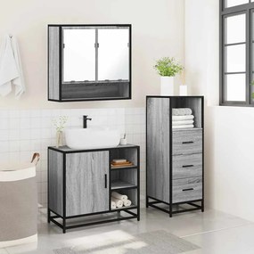 VidaXL Σετ Επίπλων Μπάνιου 3 Τεμαχίων Γκρι Sonoma Επεξεργασμένο Ξύλο
