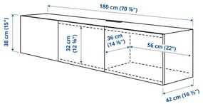 BESTÅ έπιπλο TV με πόρτες, 180x42x38 cm 693.306.73