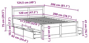 Σκελετός Κρεβατιού Χωρίς Στρώμα 120x200 εκ Μασίφ Ξύλο Πεύκου - Καφέ