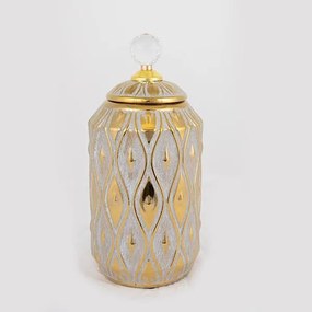 ΒΑΖΟ ΚΕΡΑΜΙΚΟ ΓΚΡΙ - ΧΡΥΣΟ 14.6x14.6x25.8cm