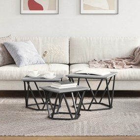 vidaXL Τραπεζάκια 3 τμχ Γκρι Σονομά Επεξεργασμένο Ξύλο