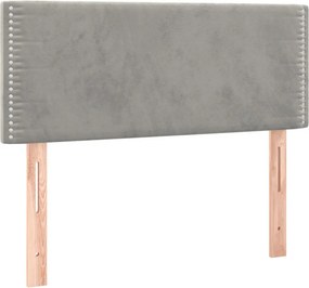 vidaXL Κρεβάτι Boxspring με Στρώμα &amp; LED Αν.Γκρι 90x200 εκ. Βελούδινο