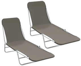 vidaXL Ξαπλώστρες Πτυσσόμενες 2 τεμ. Γκρι από Ατσάλι / Ύφασμα