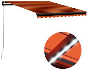 vidaXL Τέντα Συρόμενη Χειροκίνητη με LED Πορτοκαλί/Καφέ 350 x 250 εκ.