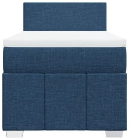 vidaXL Κρεβάτι Boxspring με Στρώμα Μπλε 90x200 εκ.Υφασμάτινο