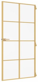 vidaXL Εσωτερική Πόρτα Χρυσή 102,5x201,5 εκ. Ψημένο Γυαλί & Αλουμίνιο