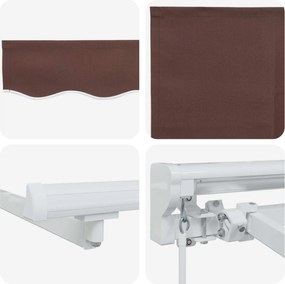 vidaXL Χειροκίνητο πλαίσιο τέντας με LED Καφέ 4,5 x 3 μ