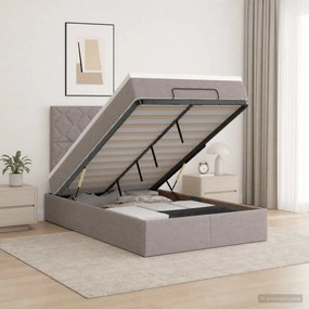 vidaXL Κρεβάτι Ottoman με Στρώμα και LED Taupe 120 x 200 cm Ύφασμα