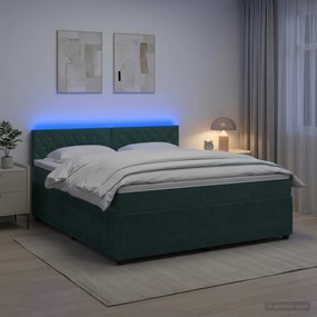 vidaXL Κρεβάτι box spring με στρώμα Σκούρο Πράσινο 180 x 200 cm