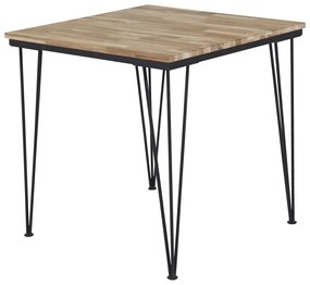 Τραπέζι Dallas 182, Μαύρο, Ανοιχτό καφέ, 75x80x80cm, 10 kg, Ξύλο, Μέταλλο, Ξύλο: Ξύλο Teak | Epipla1.gr