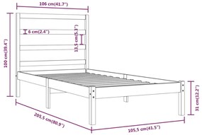 vidaXL Πλαίσιο Κρεβατιού Καφέ Μελί 100 x 200 εκ. Μασίφ Ξύλο Πεύκου