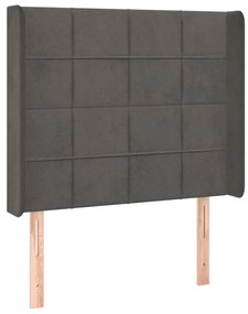 Κεφαλάρι με Πτερύγια Σκούρο Γκρι 93x16x118/128εκ.Βελούδινο - Γκρι
